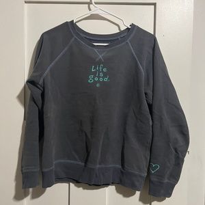 Grey Life is Good embroidered crewneck sweatshirt